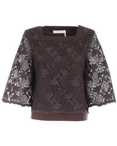 See By Chloé Lace Blouse In - Black