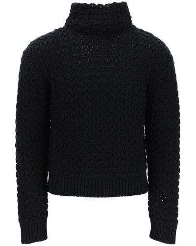 Valentino High Neck Long-sleeved Sweater - Black