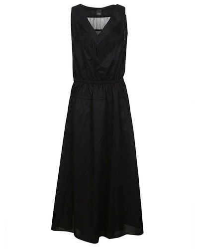 Pinko V-necj Elasticated Waist Sleeveless Dress - Black
