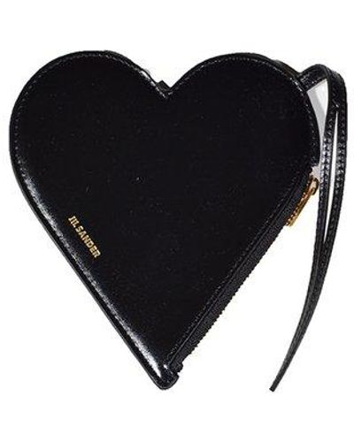 Jil Sander Heart Shaped Clutch Bag - Black