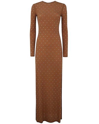 Rabanne Embellished Straight Hem Midi Dress - Brown