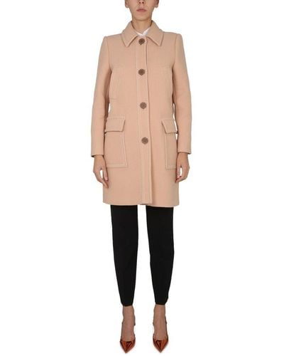 Boutique Moschino Single-breasted Straight Hem Coat - Natural