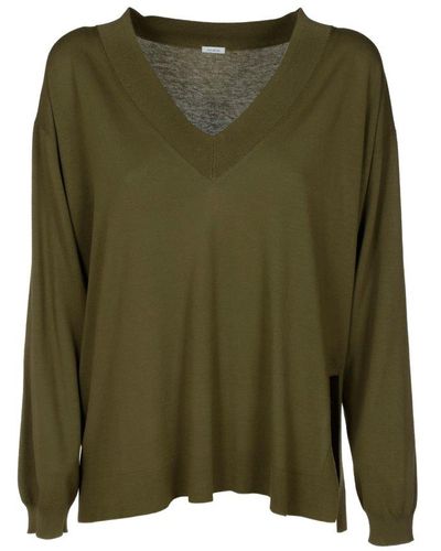 Malo V-neck Long Sleeved Sweater - Green