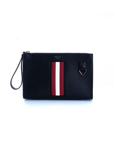 Clutches & Portfolios  Hartland - Leather Clutch Bag In Navy - Bally Mens  - Dramponga
