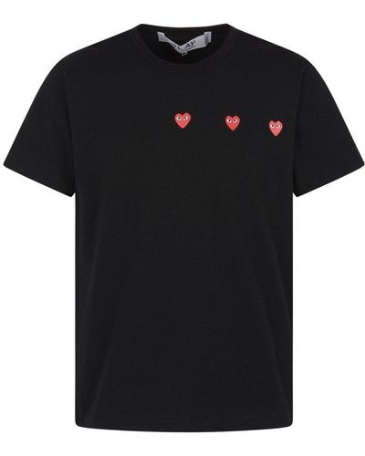 COMME DES GARÇONS PLAY Heart Embroidered Crewneck T-shirt - Black