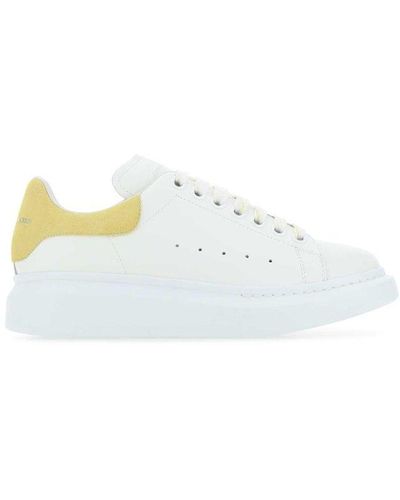 Alexander McQueen White Leather Trainers With Suede Heel Alexa - Yellow