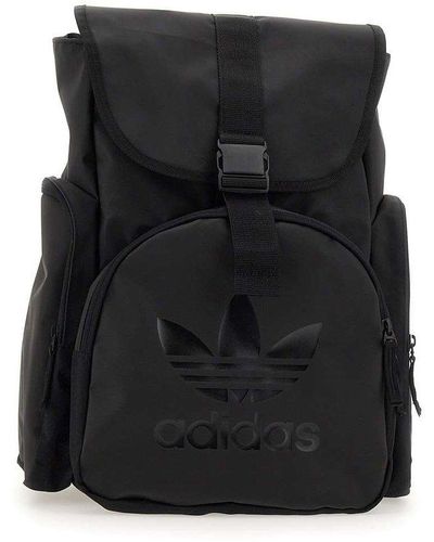 adidas Adicolour Logo Printed Buckled Backpack - Black