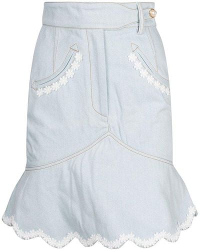 Casablancabrand Floral High Waist Skirt - Blue