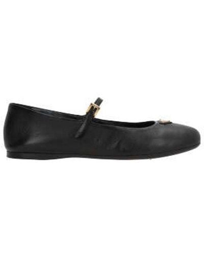 Prada Leather Ballet Flats - Black