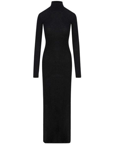 Balenciaga Turtleneck Long-sleeve Maxi Dress - Black
