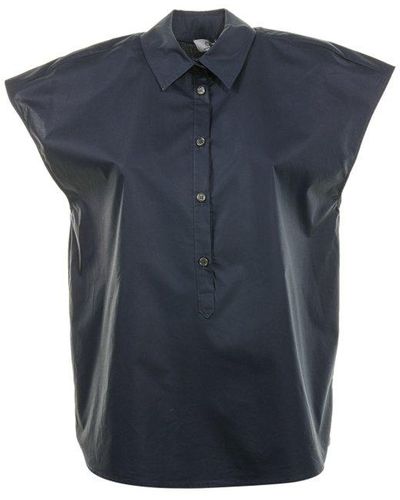 Woolrich Cap-sleeved Buttoned Shirt - Blue