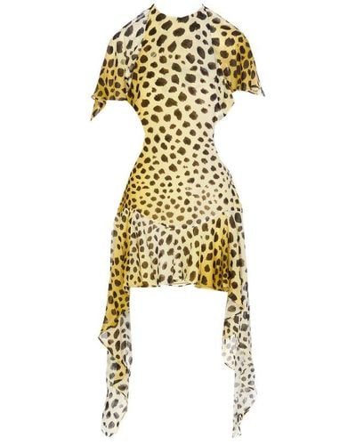 The Attico Airi Leopard Print Cut-out Detailed Mini Dress - Metallic