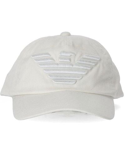 Emporio Armani Logo Embroidered Baseball Cap - White