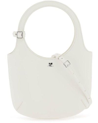 Courreges Holy Logo Plaque Shoulder Bag - White