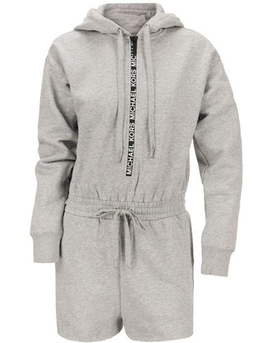 MICHAEL Michael Kors Drawstring Hooded Playsuit - Gray