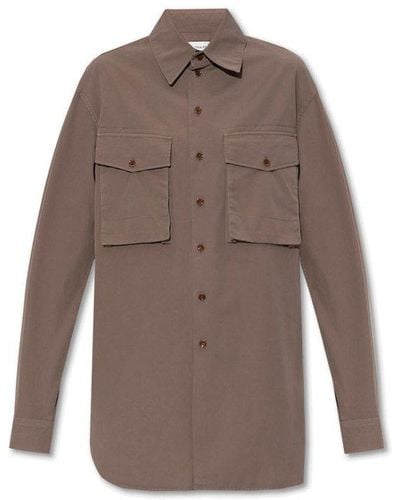 Lemaire Long-sleeved Buttoned Shirt - Brown