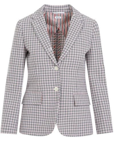 Thom Browne Small Check Cotton Jacket - Grey
