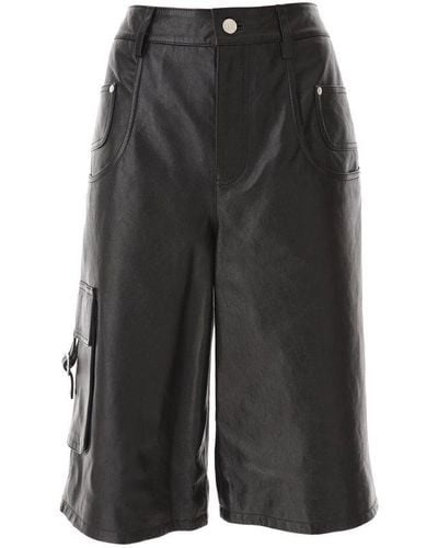 Moschino Jeans Knee-length Leather Shorts - Grey