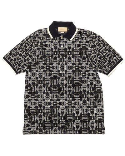 Gucci Horsebit Embroidered Polo Shirt - Black