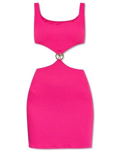 Moschino Logo Plaque Cut-out Dress - Pink