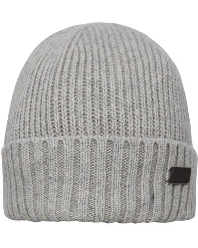 Barbour Logo Patch Knitted Beanie - Grey