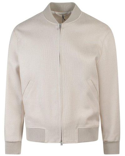 Lardini Collarband Front-zip Jacket - White