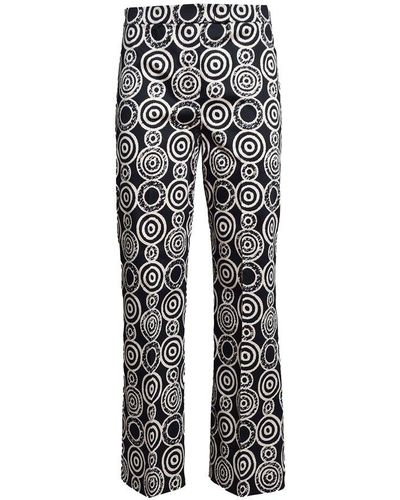 Max Mara All-over Printed Cropped Trousers - Grey
