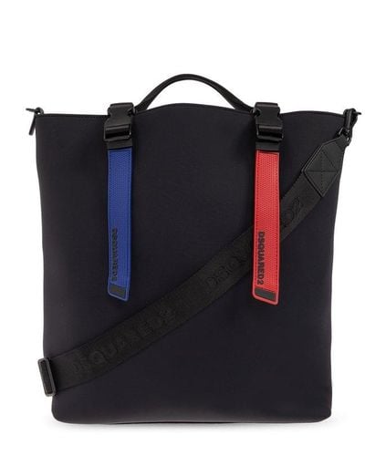 DSquared² Rubberised-logo Strap Top Handle Bag - Blue
