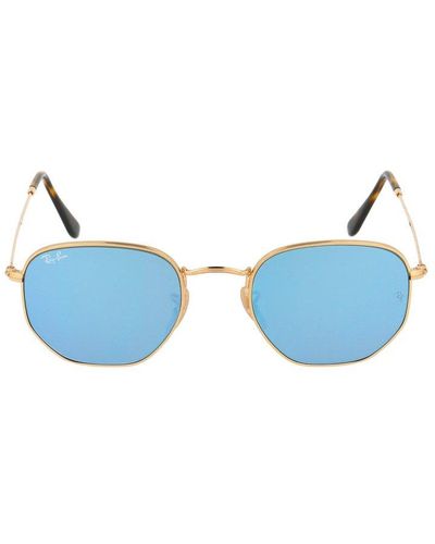 Ray-Ban Mirrored Hexagon Frame Sunglasses - Blue