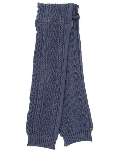 Greg Lauren Cable Knitted Scarf - Blue