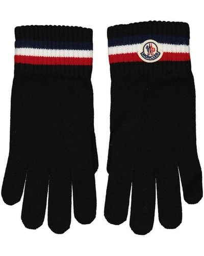Moncler Logo Patch Knitted Gloves - Black