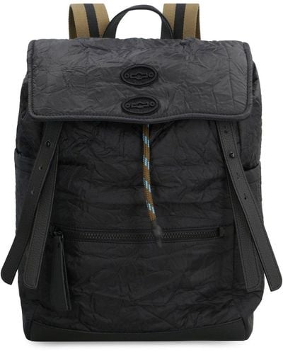Zanellato Flap Drawstring Backpack - Black