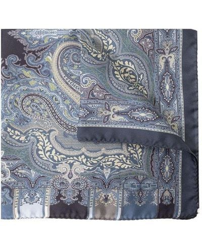Etro Abstract Printed Pocket Square - Blue