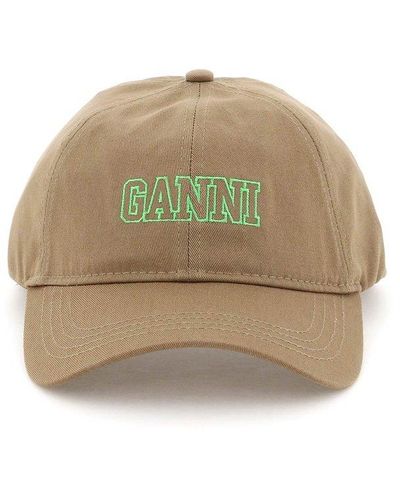 Ganni Logo Embroidered Baseball Cap - Natural