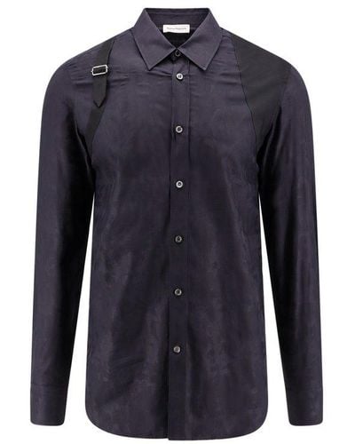 Alexander McQueen Buckle Detailed Shirt - Blue