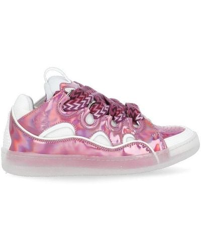 Lanvin Curb Round Toe Lace-up Sneakers - Pink