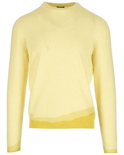 Zegna Two-tone Jumper In Cotton And Cashmere - Yellow
