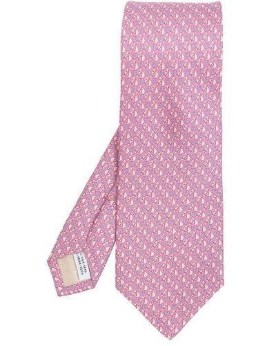 Ferragamo Gancini Printed Tie - Pink