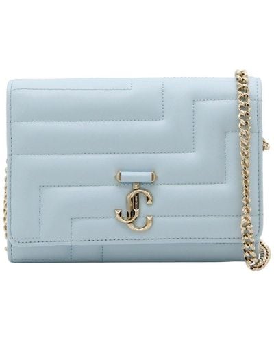 Jimmy Choo Avenue Quilted Logo Plaque Clutch Bag - Blue