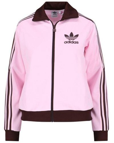 adidas Beckenbauer Logo Printed Track Jacket - Pink