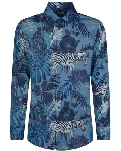 Etro Buttoned Floral-patterned Shirt - Blue