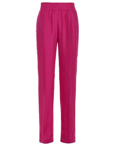 RED Valentino Red Pleated Straight Leg Trousers - Pink