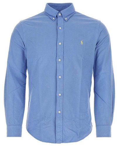 Polo Ralph Lauren Pony Embroidered Long-sleeved Shirt - Blue