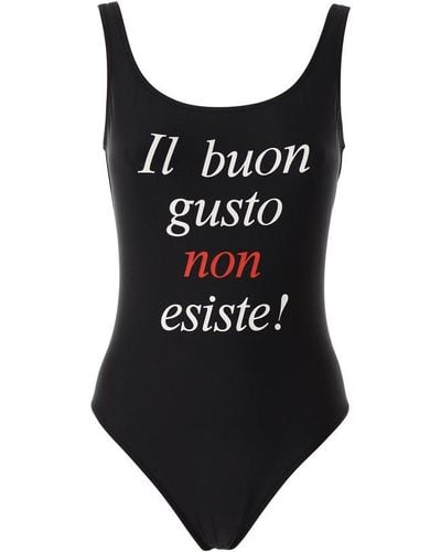 Moschino Slogan-printed One-piece Swimsuit - Black