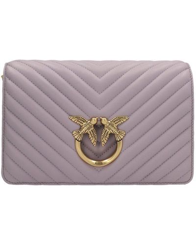 Pinko Love Quilted Foldover Top Crossbody Bag - Purple