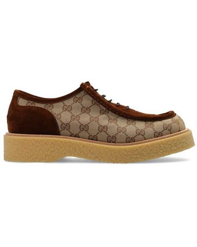 Gucci Monogrammed Lace-up Shoes - Brown