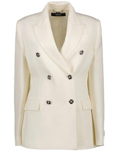 Versace Double-breasted Tailored Blazer - Natural