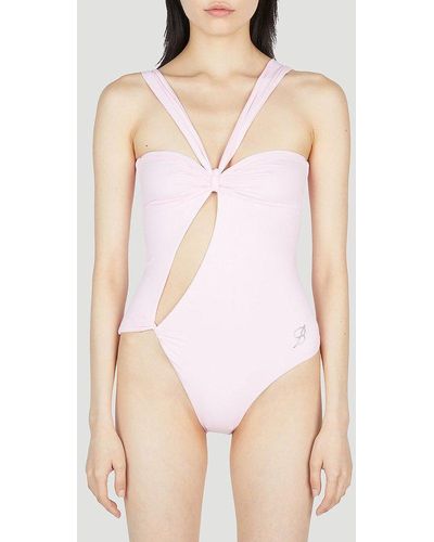 Blumarine Halterneck Asymmetric Swimsuit - Pink