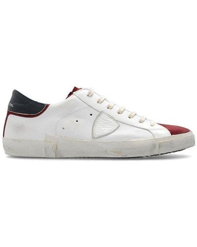 Philippe Model Prsx Distressed Lace-up Sneakers - White