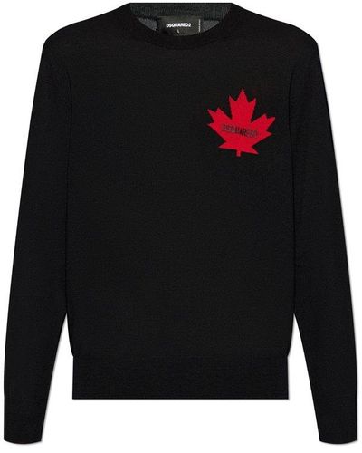 DSquared² Logo Detailed Sleeved Sweater - Black